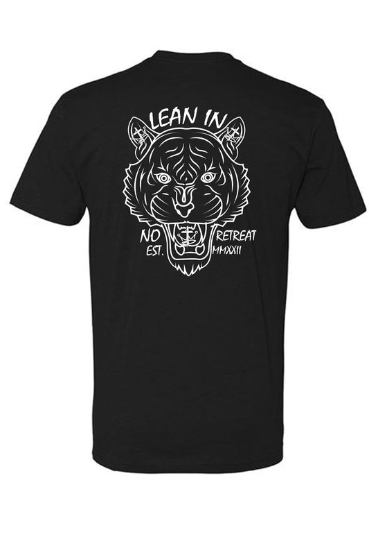 Mens Infinity Logo Lean In No Retreat Infinity Tiger Tee
