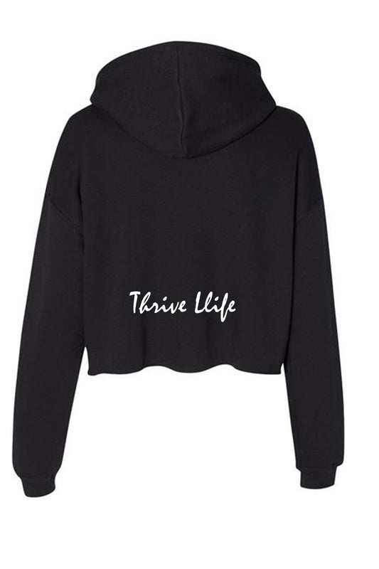 Womens Raw Edge Thrive Life Cropped Fleece Hoodie