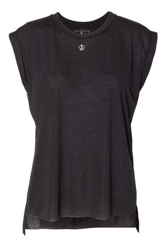 Women's Infinity Flowy Muscle Tee with Rolled Cuffs