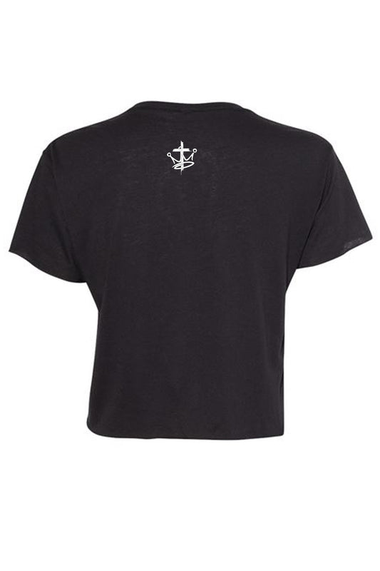 Womens Relaxed Thrive Life Raw Edge Crop Top Tee