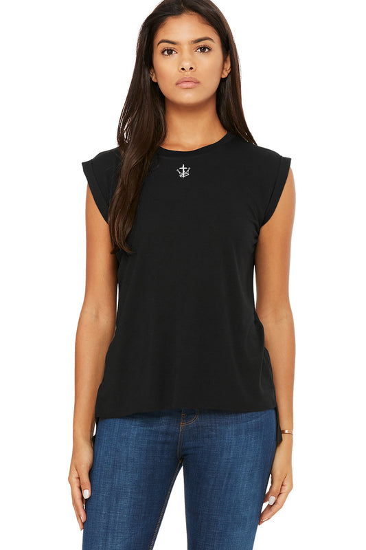 Women's Infinity Flowy Muscle Tee with Rolled Cuffs