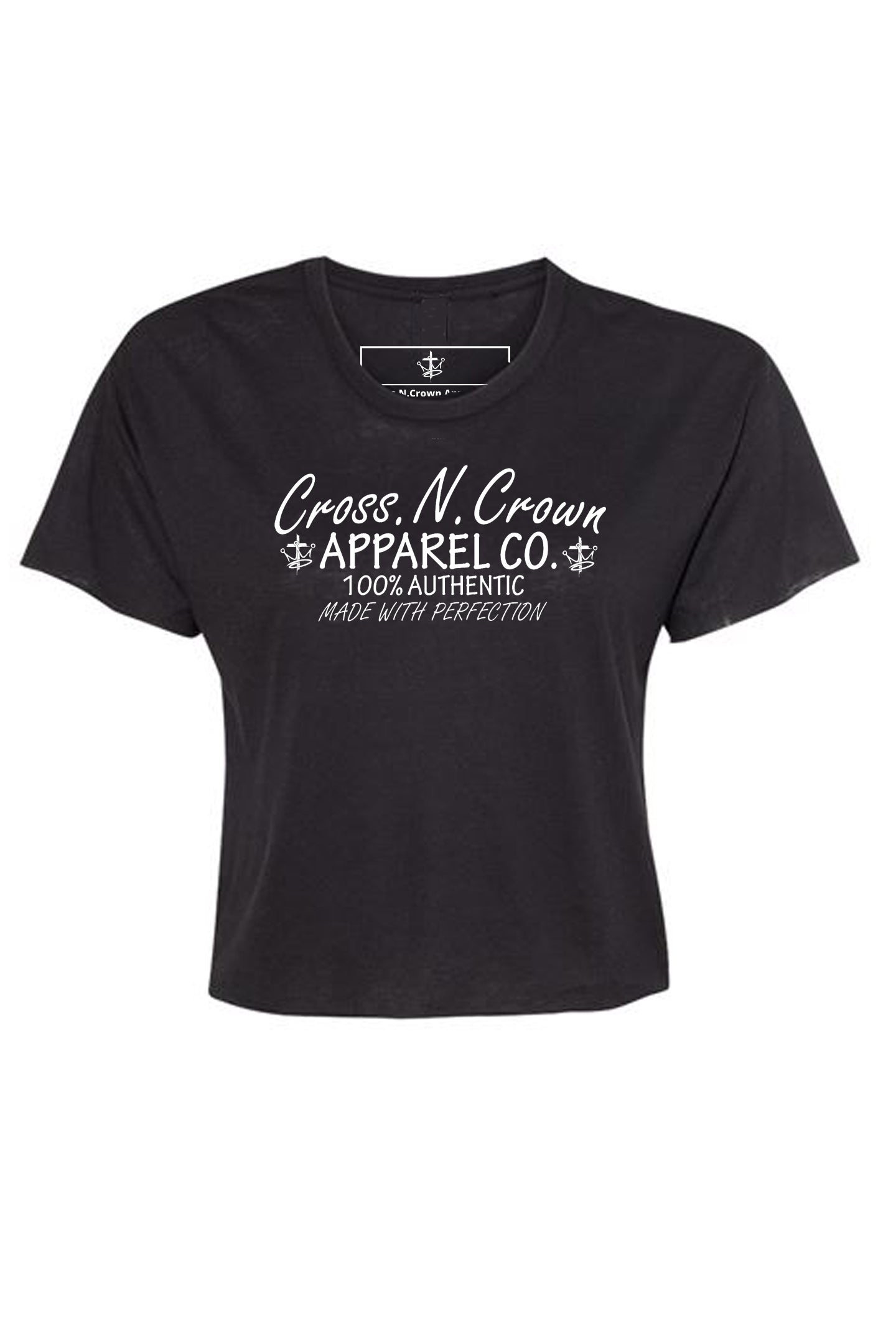 Womens Relaxed Made With Perfection Raw Edge Crop Top Tee