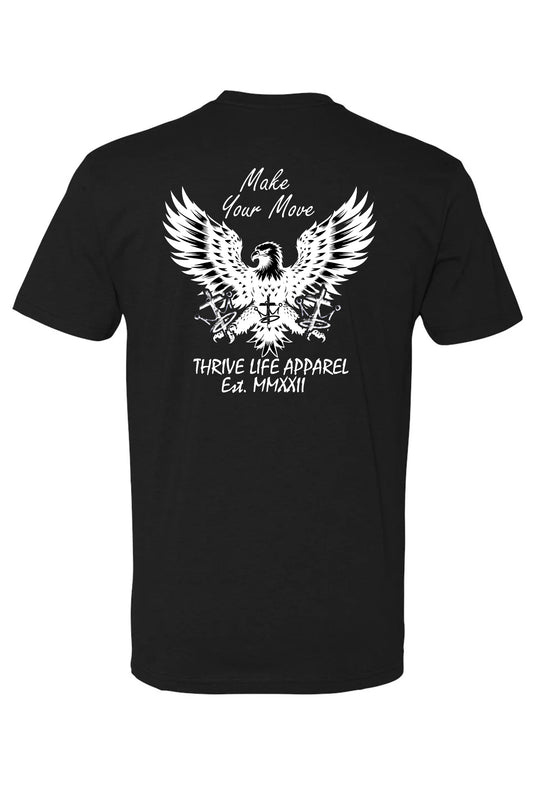 Mens Thrive Life Make A Move Infinity Eagle Logo Graphic Tee