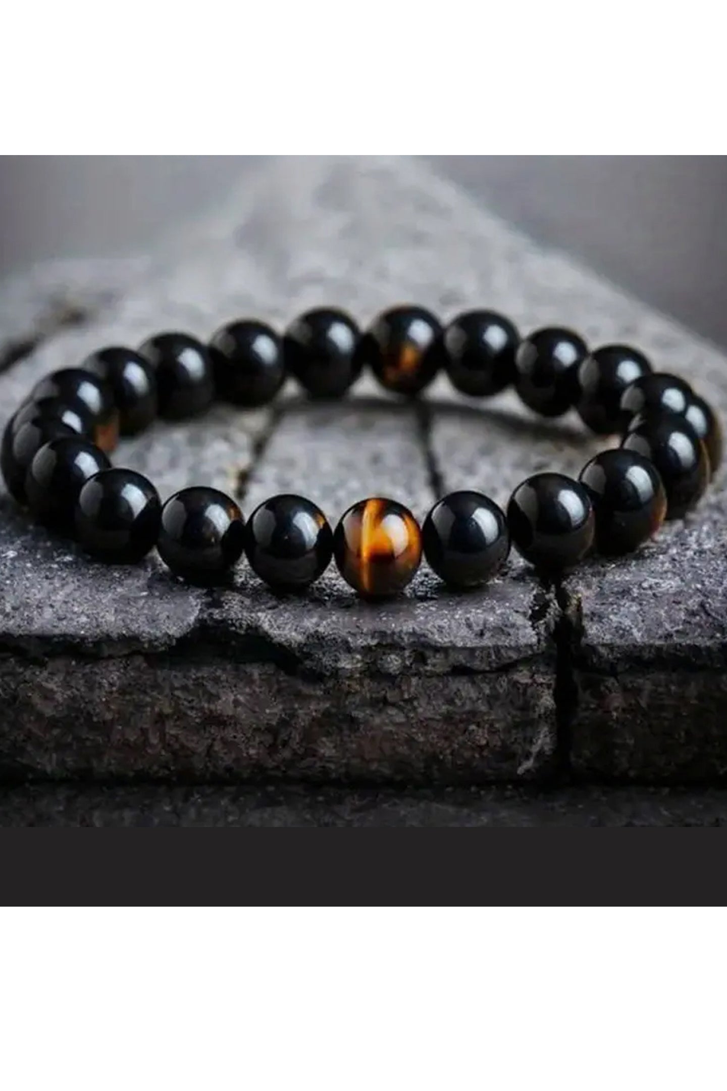 Cross.N.Crown Tigers Eye Black Onyx Courage Beaded Bracelet