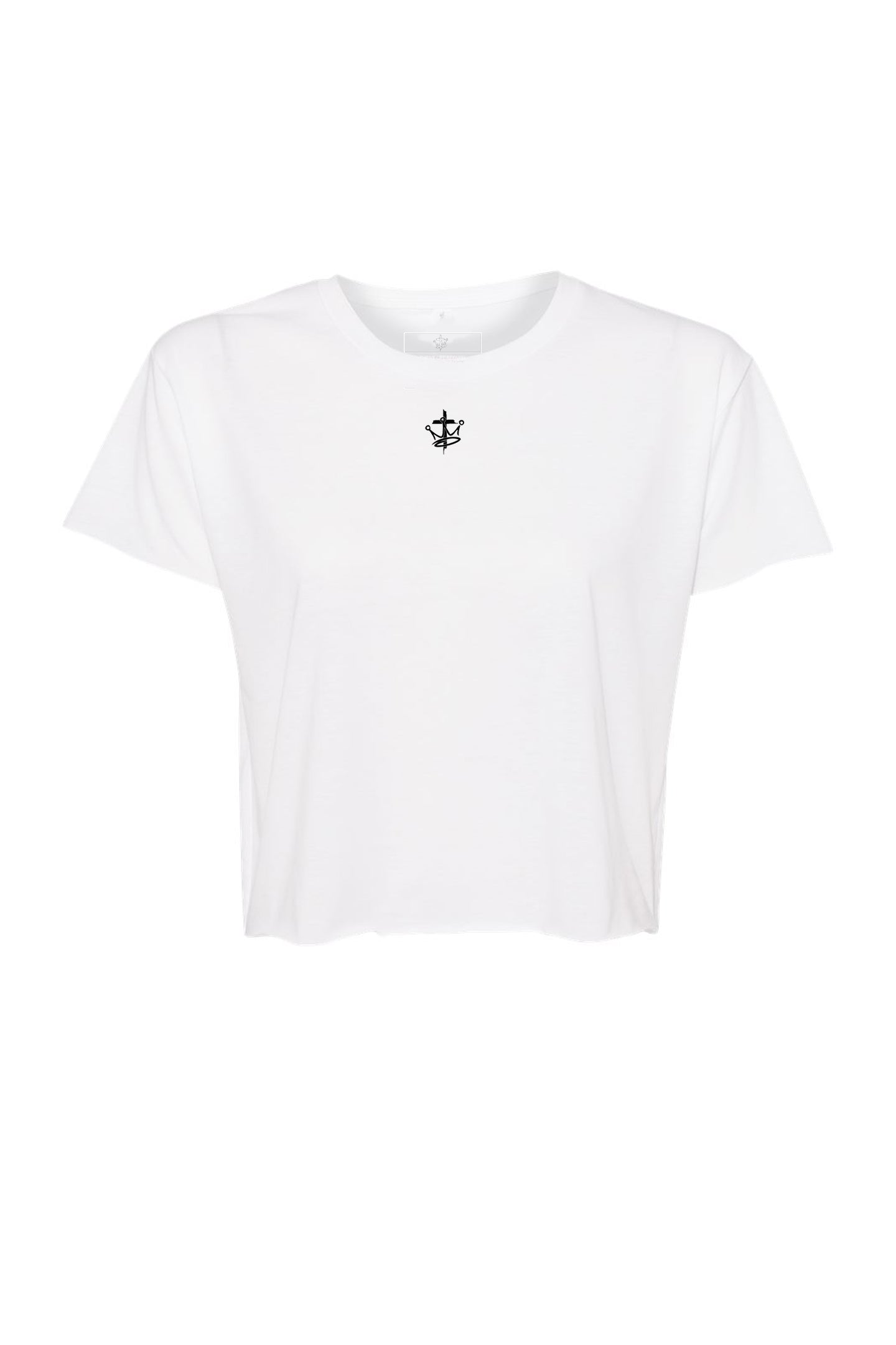 Womens Relaxed Thrive Life Infinity Logo Raw Edge Crop Top Tee