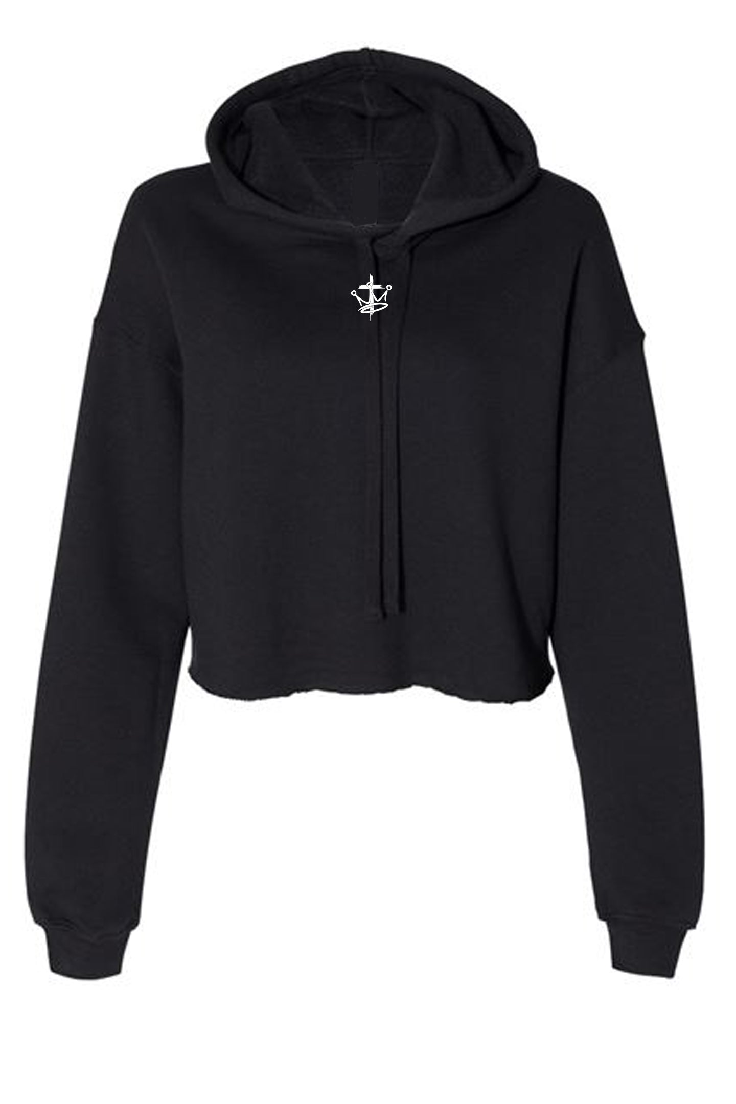 Womens Raw Edge Thrive Life Infinity Logo Cropped Raw Edge Fleece Hoodie