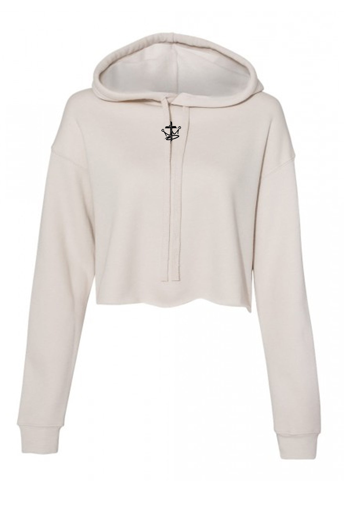Womens Raw Edge Thrive Life Infinity Logo Cropped Raw Edge Fleece Hoodie