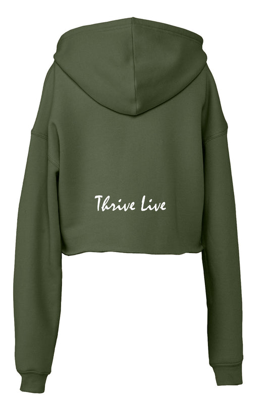 Womens Raw Edge Thrive Life Cropped Fleece Hoodie