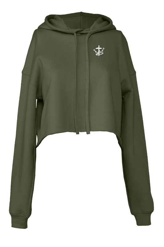 Womens Raw Edge Thrive Life Cropped Fleece Hoodie