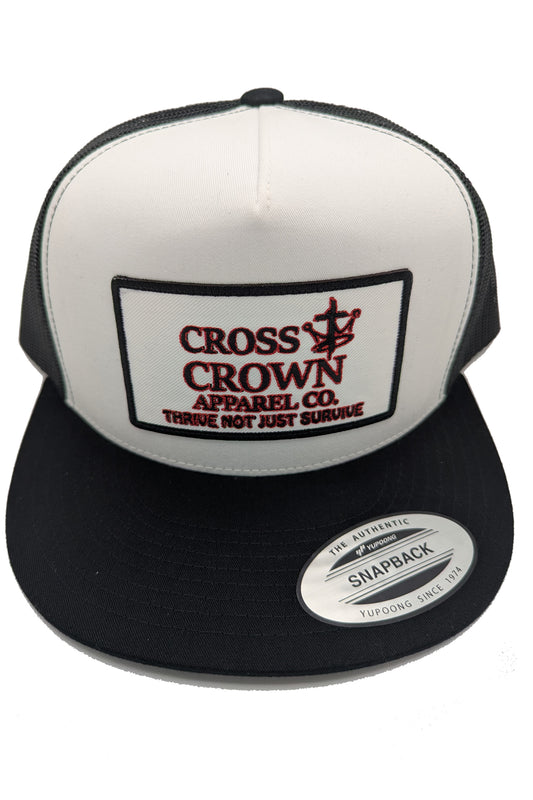 Cross.N.Crown OG Thrive White/Black Flat Brim Snap Back Cap