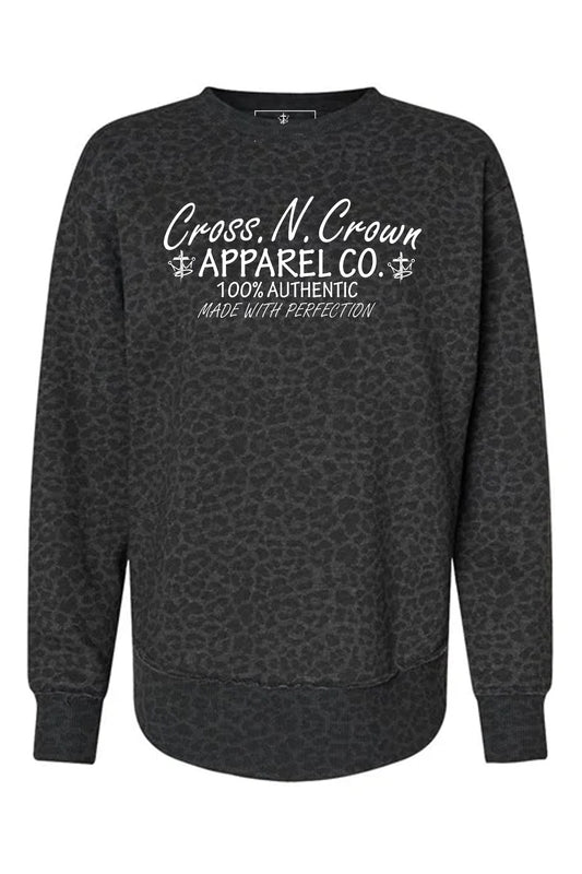 Womens Black Leopard 100% Authentic Made With Perfection Oversized Fleece