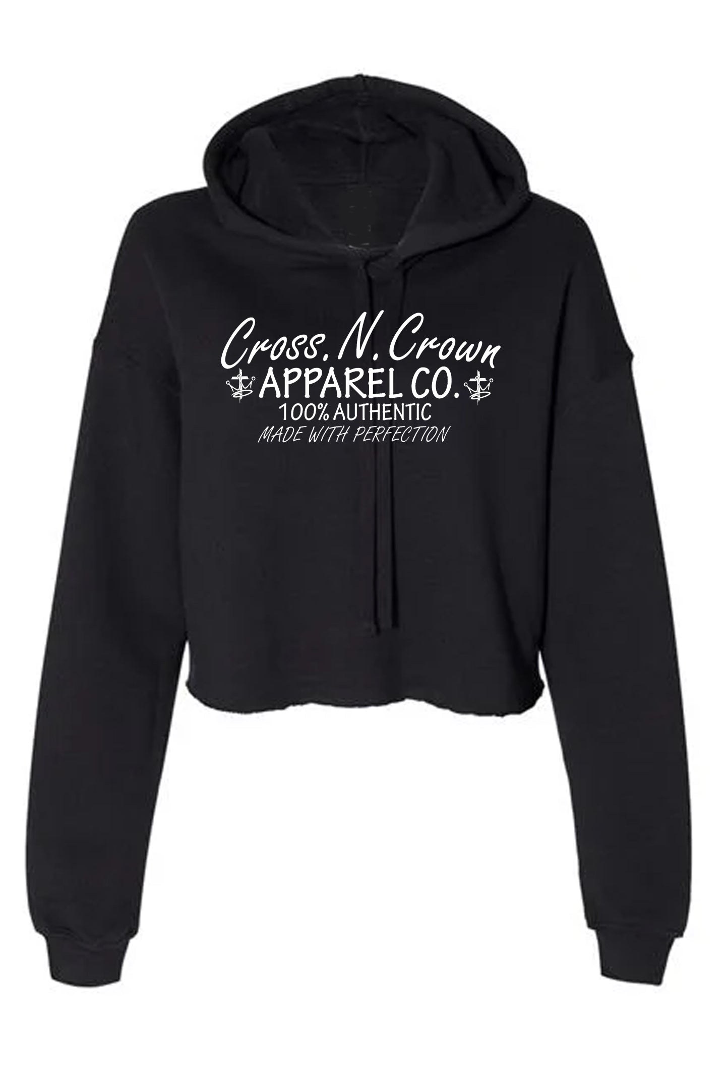 Womens Raw Edge Made With Perfection Cropped Fleece Hoodie